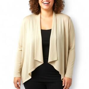 Lilly Pulitzer Metallic Knit Open-Front Cardigan Ivory – XL